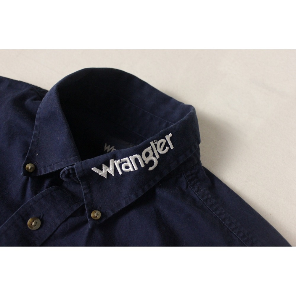 Wrangler Spell Out Logo Shirt Mens LT Blue Rodeo Western Sleeve Hit - Picture 5 of 8